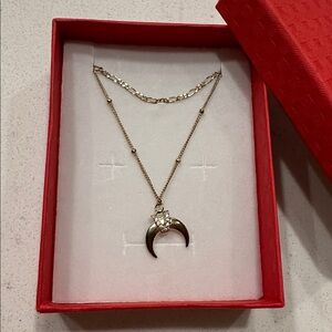 Crescent Pendant with Double Chain Necklace